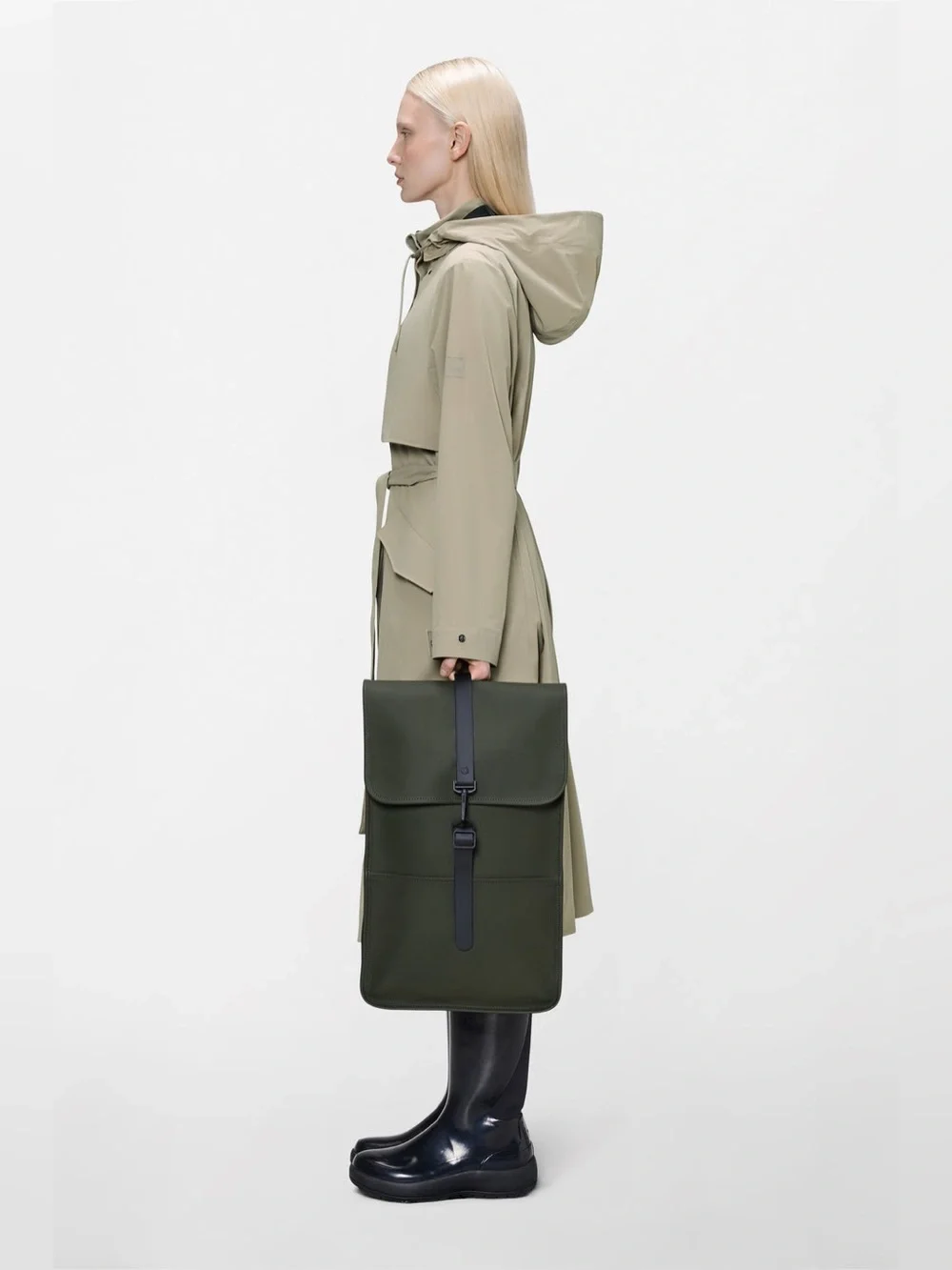Rains Backpack Olive Green Minimalist Backpack  (Ago 026)